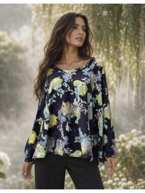 TORI RICHARD Women’s Lightweight Silk Floral Pattern Blouse In Multi-Size 8
